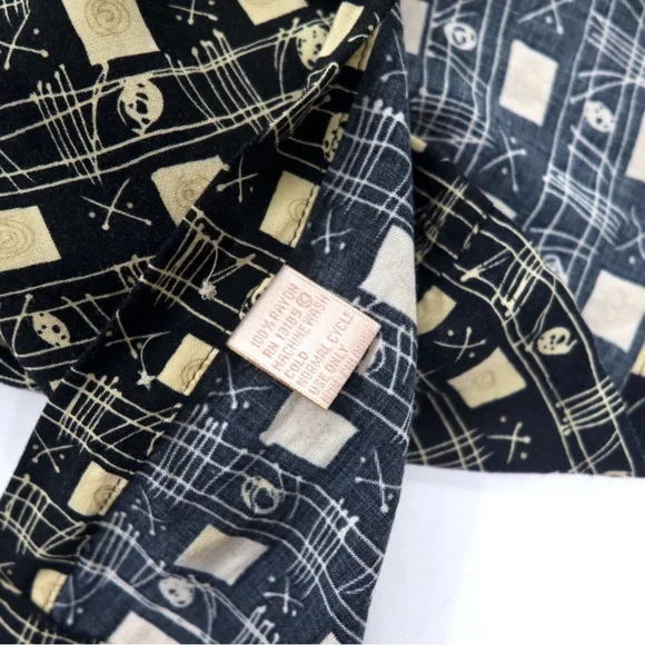 90s CAMPIA MODA Aloha Men’s Hawaiian Shirt XL Black Rayon All-over Pattern - Picture 5 of 5